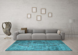 Machine Washable Persian Light Blue Traditional Rug in a Living Room, wshtr1818lblu