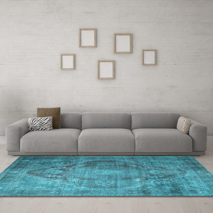 Machine Washable Persian Light Blue Traditional Rug in a Living Room, wshtr1818lblu