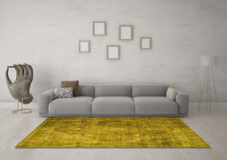 Machine Washable Persian Yellow Traditional Rug in a Living Room, wshtr1818yw
