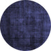 Round Persian Blue Traditional Rug, tr1819blu