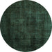 Round Persian Turquoise Traditional Rug, tr1819turq