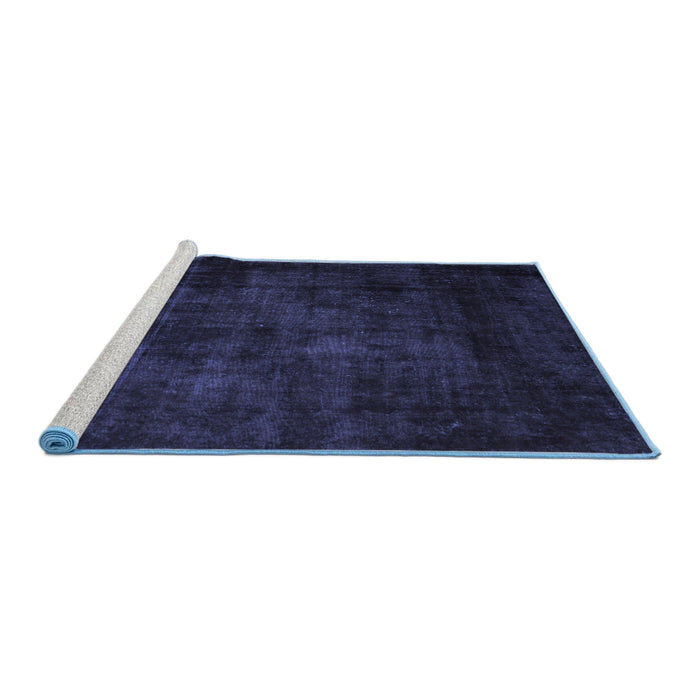 Sideview of Machine Washable Persian Blue Traditional Rug, wshtr1819blu