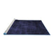 Sideview of Machine Washable Persian Blue Traditional Rug, wshtr1819blu