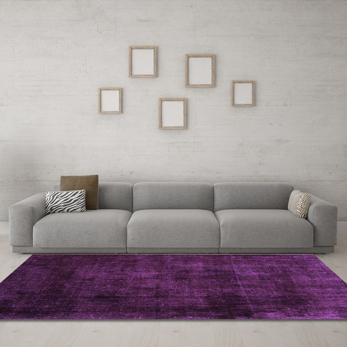 Machine Washable Persian Purple Traditional Area Rugs in a Living Room, wshtr1819pur