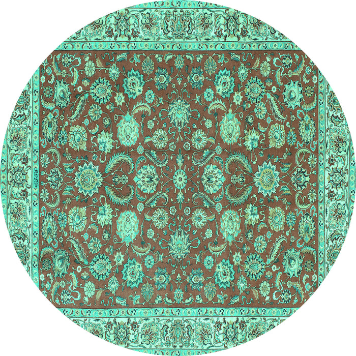 Round Persian Turquoise Traditional Rug, tr181turq