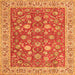 Round Machine Washable Persian Orange Traditional Area Rugs, wshtr181org