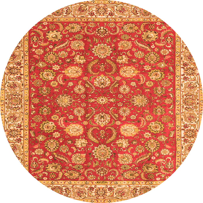 Square Persian Orange Traditional Rug, tr181org