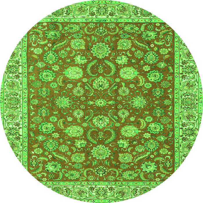 Square Persian Green Traditional Rug, tr181grn