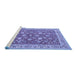 Sideview of Machine Washable Persian Blue Traditional Rug, wshtr181blu