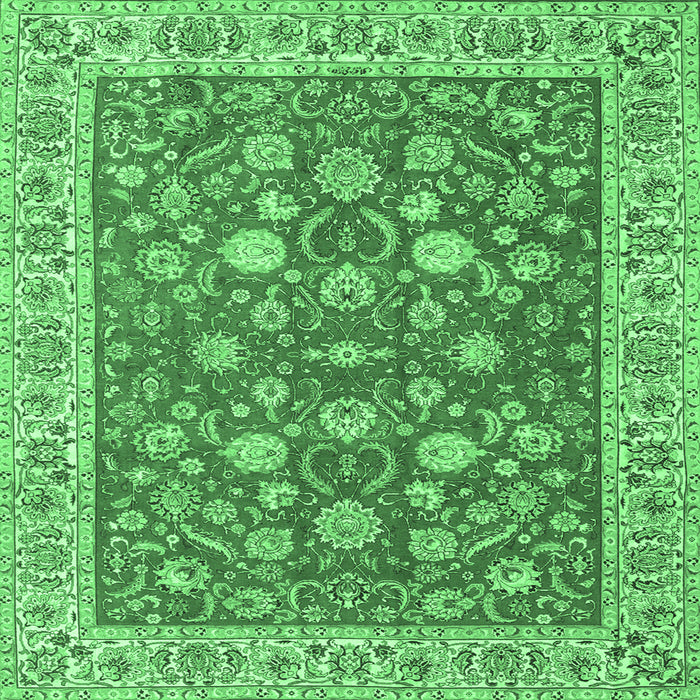 Square Machine Washable Persian Emerald Green Traditional Area Rugs, wshtr181emgrn