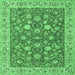 Square Machine Washable Persian Emerald Green Traditional Area Rugs, wshtr181emgrn