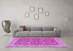 Machine Washable Persian Purple Traditional Area Rugs in a Living Room, wshtr181pur