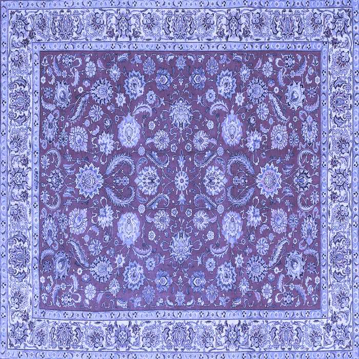 Square Machine Washable Persian Blue Traditional Rug, wshtr181blu