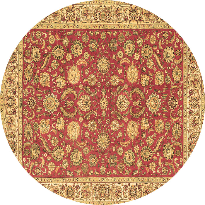 Round Machine Washable Persian Brown Traditional Rug, wshtr181brn