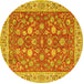 Round Machine Washable Persian Yellow Traditional Rug, wshtr181yw