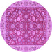 Round Machine Washable Persian Purple Traditional Area Rugs, wshtr181pur