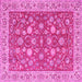 Square Machine Washable Persian Pink Traditional Rug, wshtr181pnk