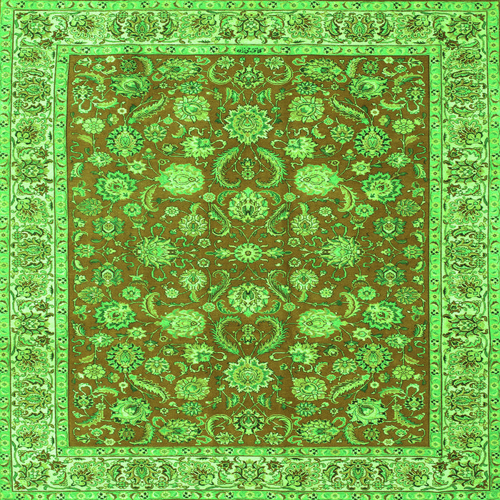Round Machine Washable Persian Green Traditional Area Rugs, wshtr181grn