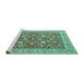 Sideview of Machine Washable Persian Turquoise Traditional Area Rugs, wshtr181turq