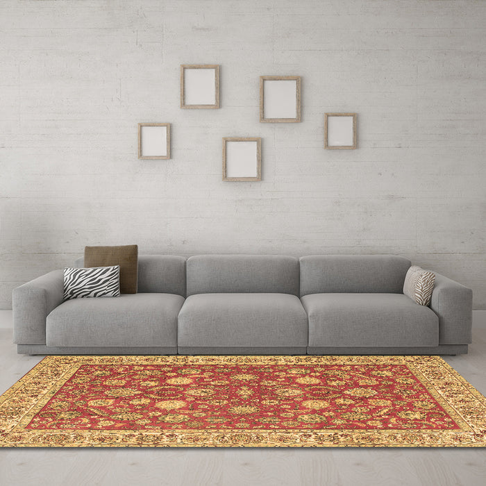 Machine Washable Persian Brown Traditional Rug in a Living Room,, wshtr181brn