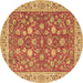 Round Persian Brown Traditional Rug, tr181brn