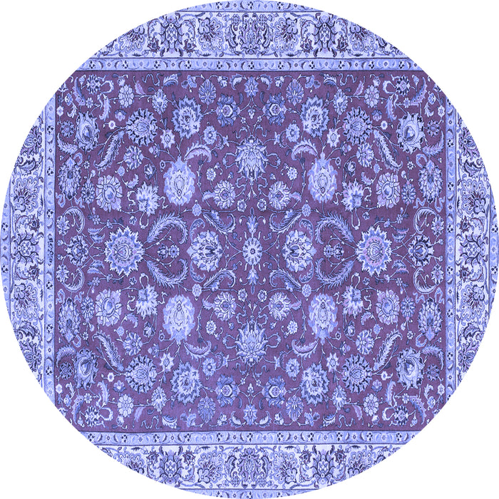 Round Machine Washable Persian Blue Traditional Rug, wshtr181blu