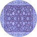 Round Machine Washable Persian Blue Traditional Rug, wshtr181blu