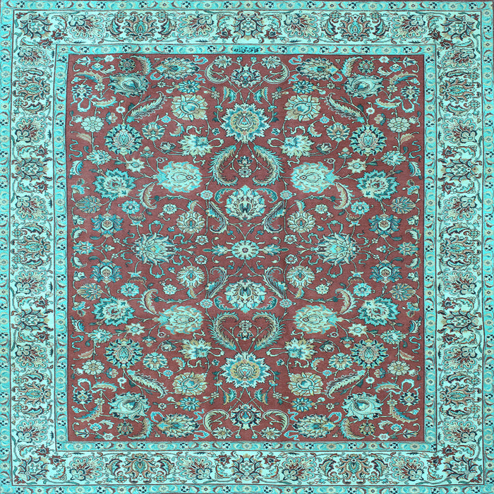 Square Machine Washable Persian Light Blue Traditional Rug, wshtr181lblu