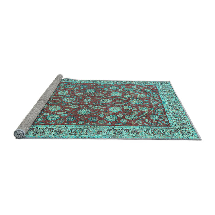 Sideview of Machine Washable Persian Light Blue Traditional Rug, wshtr181lblu