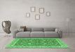 Machine Washable Persian Emerald Green Traditional Area Rugs in a Living Room,, wshtr181emgrn