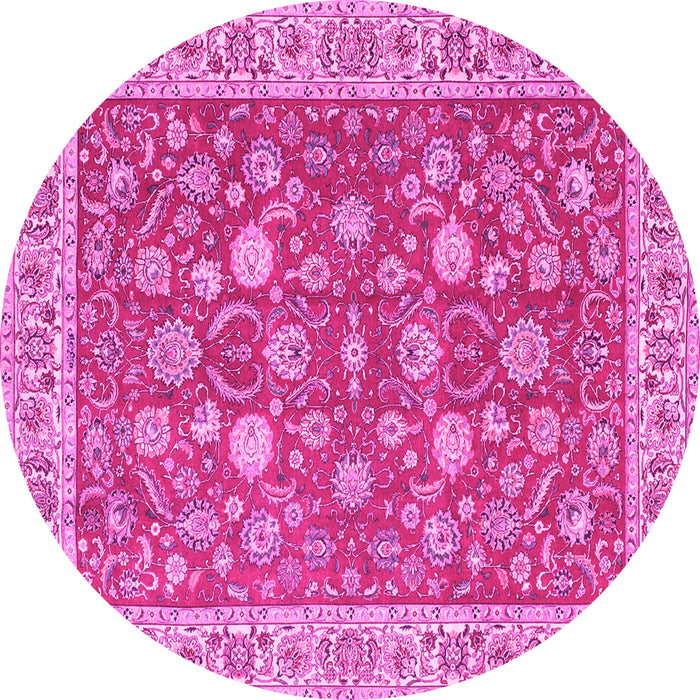 Round Machine Washable Persian Pink Traditional Rug, wshtr181pnk