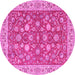 Round Machine Washable Persian Pink Traditional Rug, wshtr181pnk