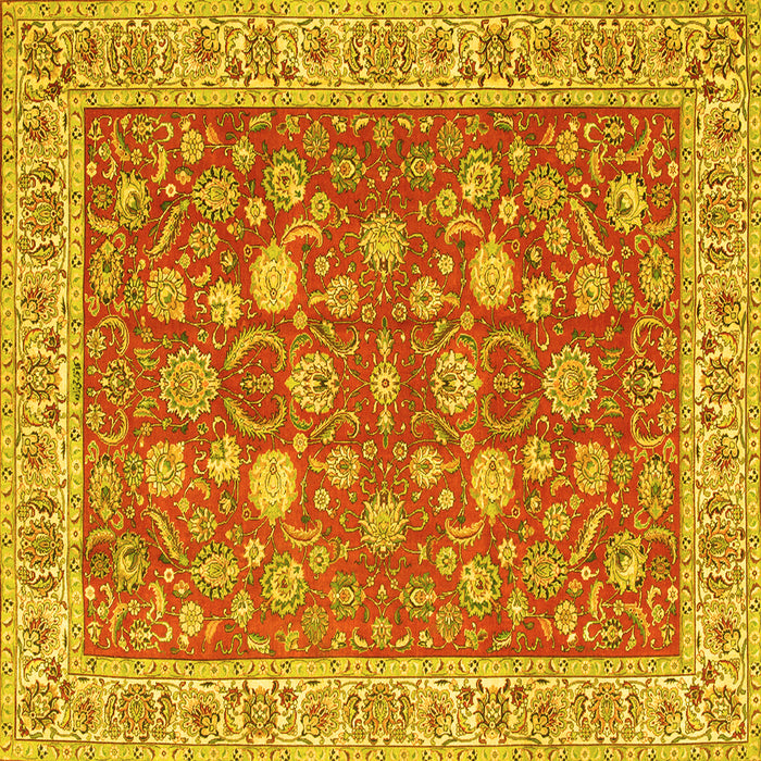 Square Machine Washable Persian Yellow Traditional Rug, wshtr181yw