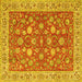 Square Machine Washable Persian Yellow Traditional Rug, wshtr181yw