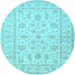 Round Machine Washable Persian Light Blue Traditional Rug, wshtr1820lblu