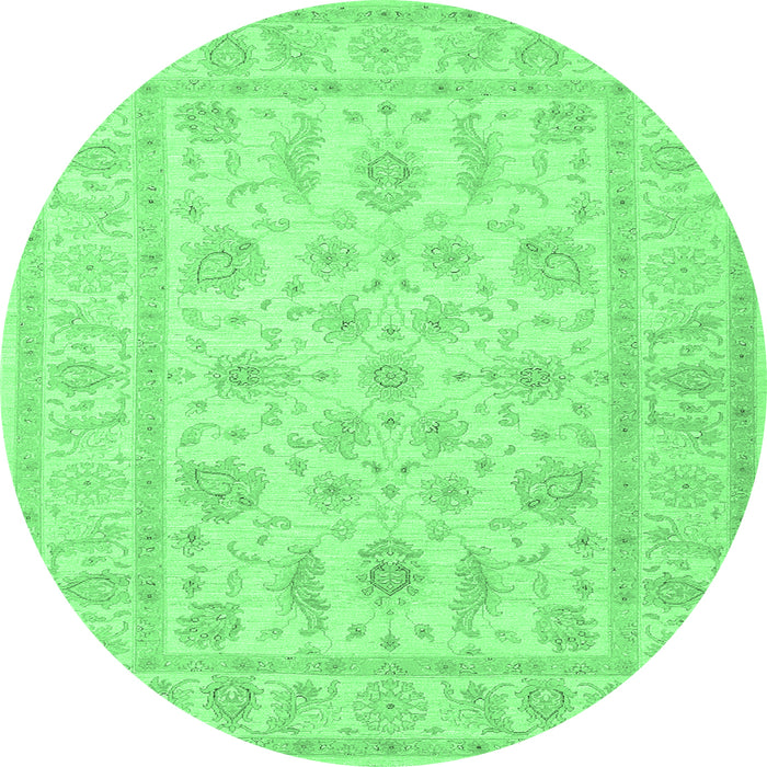 Round Machine Washable Persian Emerald Green Traditional Area Rugs, wshtr1820emgrn