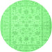 Round Machine Washable Persian Emerald Green Traditional Area Rugs, wshtr1820emgrn