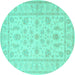 Round Persian Turquoise Traditional Rug, tr1820turq