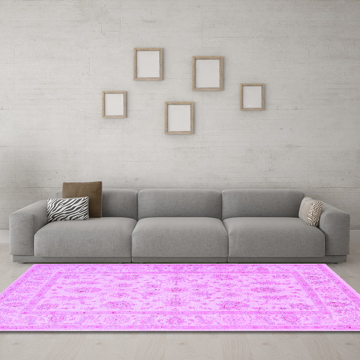 Machine Washable Persian Purple Traditional Area Rugs in a Living Room, wshtr1820pur