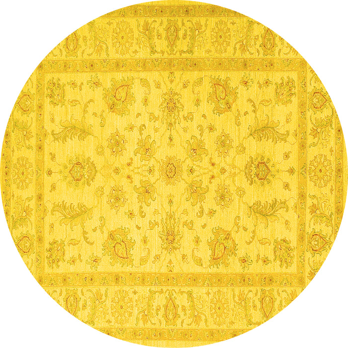 Round Persian Yellow Traditional Rug, tr1820yw