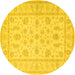 Round Persian Yellow Traditional Rug, tr1820yw