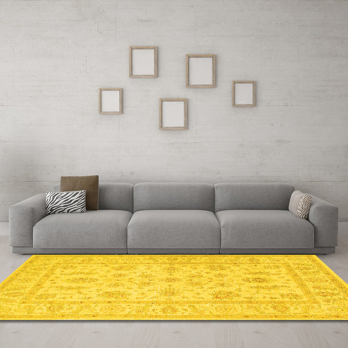 Machine Washable Persian Yellow Traditional Rug in a Living Room, wshtr1820yw