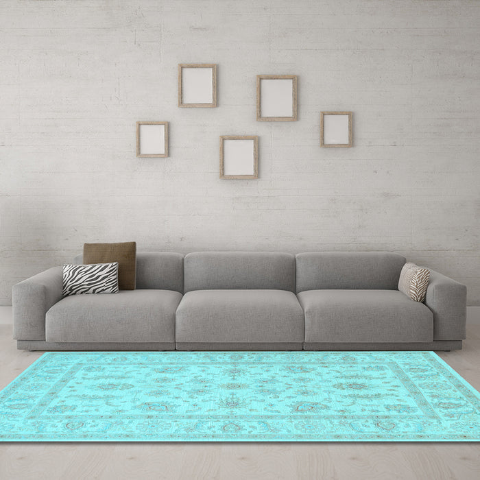Machine Washable Persian Light Blue Traditional Rug in a Living Room, wshtr1820lblu