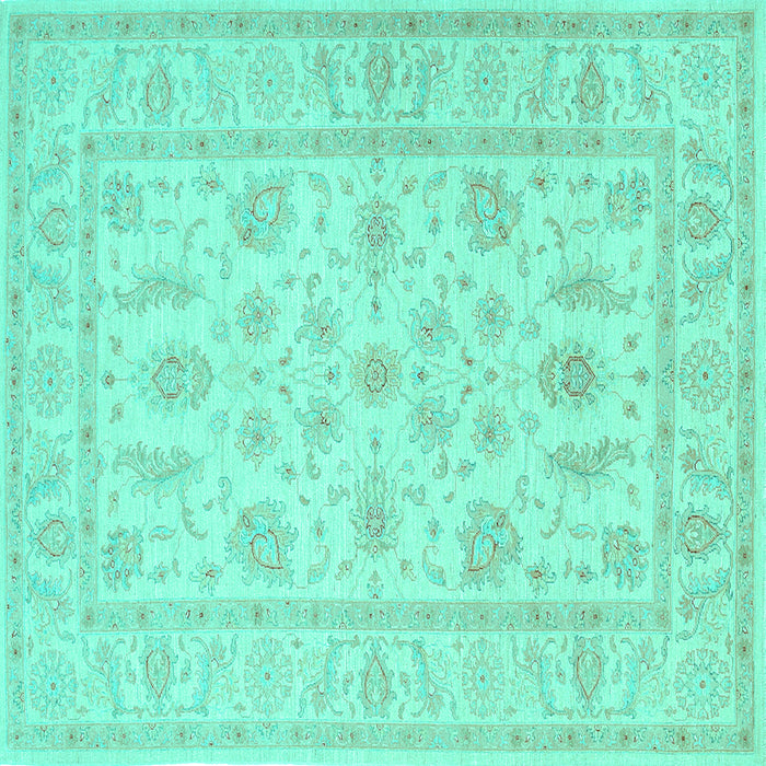Square Machine Washable Persian Turquoise Traditional Area Rugs, wshtr1820turq