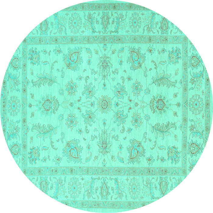 Round Machine Washable Persian Turquoise Traditional Area Rugs, wshtr1820turq