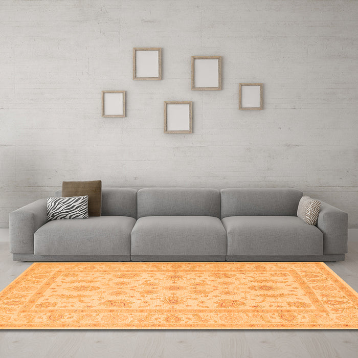 Machine Washable Persian Orange Traditional Area Rugs in a Living Room, wshtr1820org