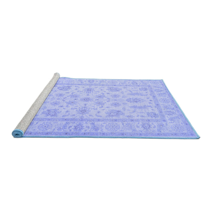 Sideview of Machine Washable Persian Blue Traditional Rug, wshtr1820blu