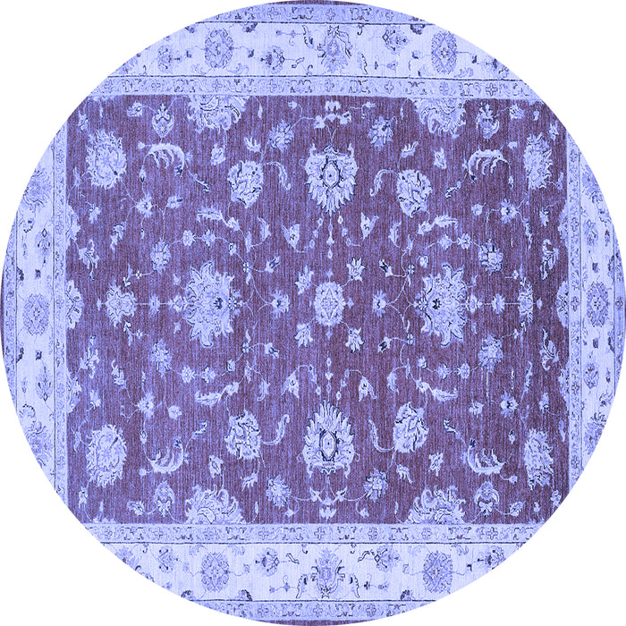 Round Machine Washable Persian Blue Traditional Rug, wshtr1821blu