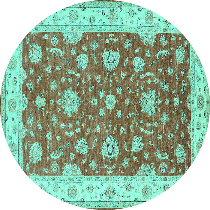Round Machine Washable Persian Turquoise Traditional Area Rugs, wshtr1821turq
