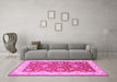 Machine Washable Persian Pink Traditional Rug in a Living Room, wshtr1821pnk